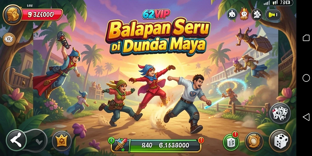 Tampilan menarik dari gameplay balapan di 62VIP.