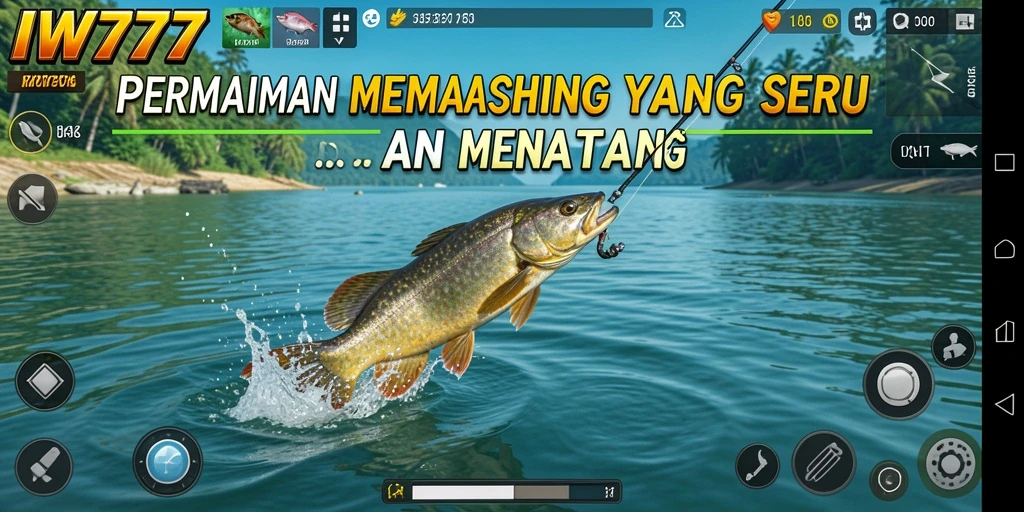 Tampilan gameplay IW777 yang menampilkan momen menangkap ikan.