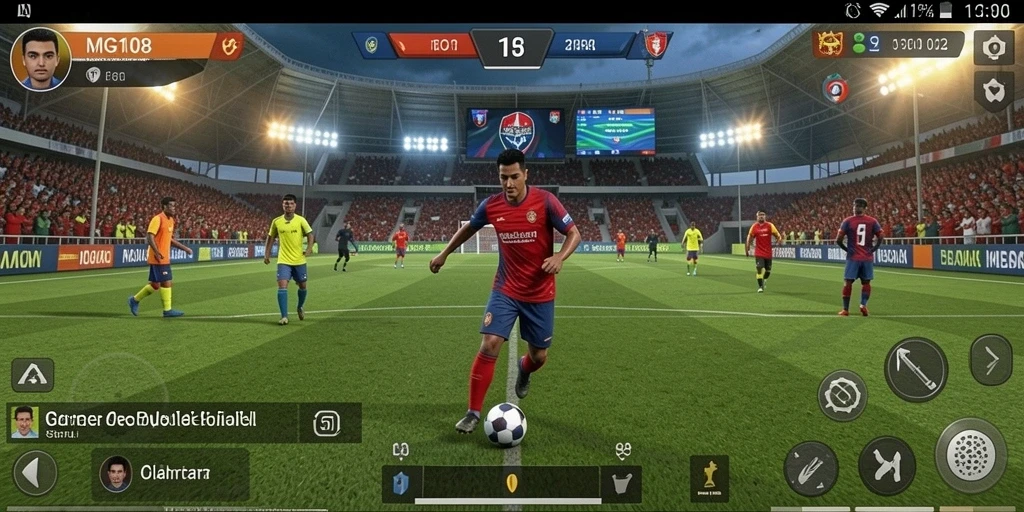Tampilan gameplay MG108 yang menampilkan aksi sepak bola yang seru.