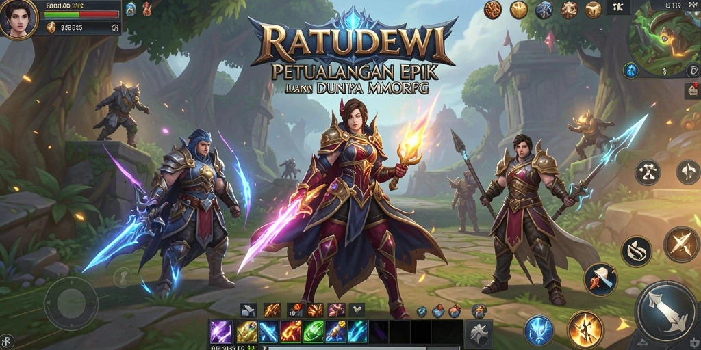 Screenshot gameplay RATUDEWI menampilkan pertarungan menegangkan di dunia fantasi.