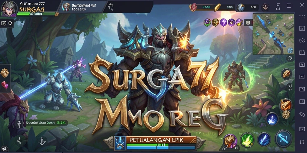 Screenshot SURGA77 menunjukkan pertarungan epik dalam dunia MMORPG.