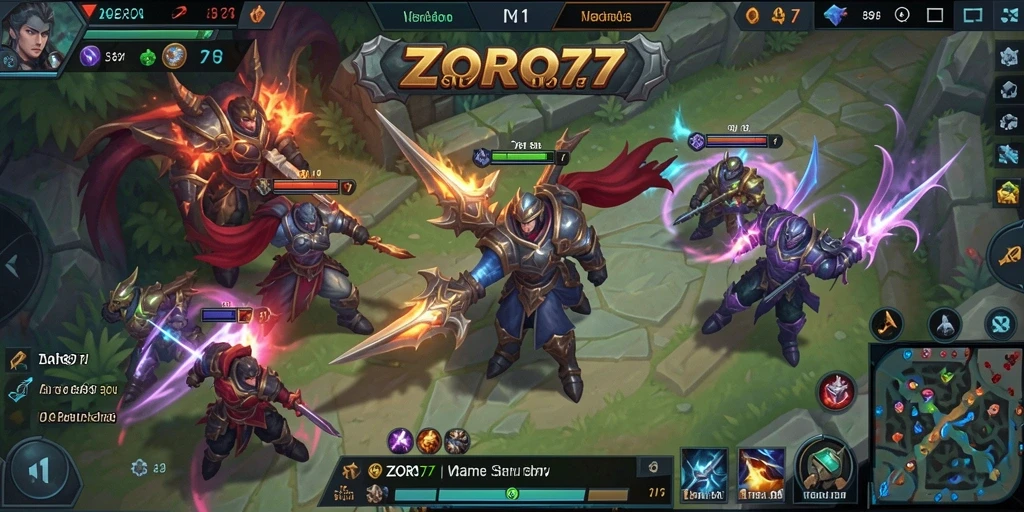 Tangkapan layar gameplay menarik dari ZORO77 MOBA.